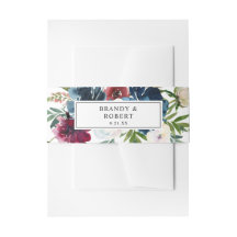 Marineblauw, Burgundy, & Witte Bloemen