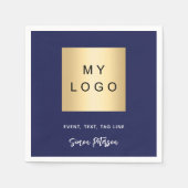 Marineblauw café bar business logo handtekening servet (Voorkant)