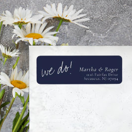 Marineblauw Calligrafie Huwelijks Retouradres Etiket