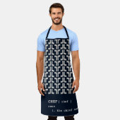 marineblauw CHEF Mud Cloth Tribal Africa Pattern Schort (Gedragen)