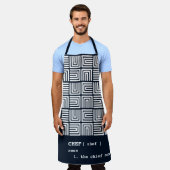 marineblauw CHEF Nested Boxes Tribal Africa Patter Schort (Gedragen)