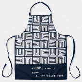 marineblauw CHEF Nested Boxes Tribal Africa Patter Schort (Voorkant)