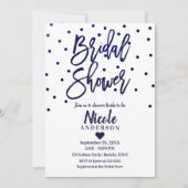 Marineblauw Chic Moderne Script Bruidsdouche Kaart (Voorkant)