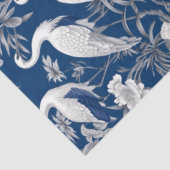 marineblauw China vogels en bloemen Tissuepapier (Detail)