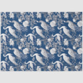 marineblauw China vogels en bloemen Tissuepapier (Voorkant)