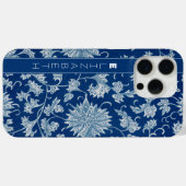 Marineblauw  Chinees bloempatroon met naam Case-Mate iPhone Case (Achterkant (horizontaal))