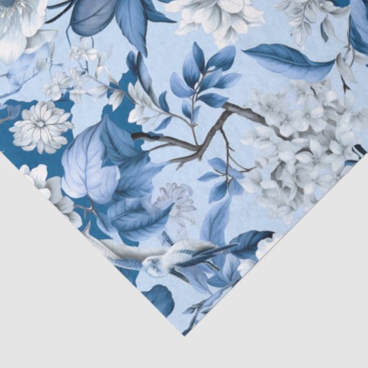  marineblauw Chinoiserie bloementjespapier Tissuepapier (Detail)