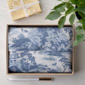 marineblauw Chinoiserie china gebouwen Tissuepapier (Geschenk)