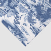 marineblauw Chinoiserie china gebouwen Tissuepapier (Detail)