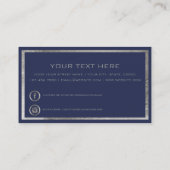 Marineblauw chique luxe zilveren VIP kaart clublid Visitekaartje (Achterkant)