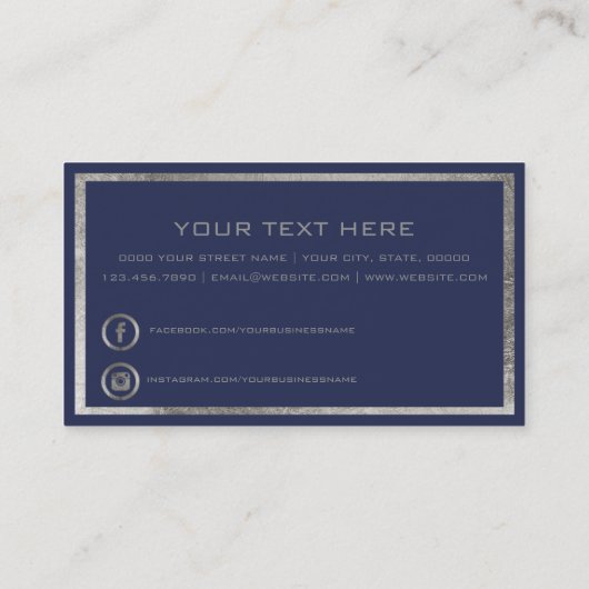 Marineblauw chique luxe zilveren VIP kaart clublid Visitekaartje (Achterkant)