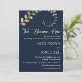 Marineblauw Christelijk Religieus Huwelijksuitnodi Kaart (Staand voorkant)