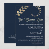 Marineblauw Christelijk Religieus Huwelijksuitnodi Kaart (Voorkant / Achterkant)