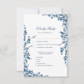 Marineblauw Classic Bloementuin Bruiloft RSVP Kaartje (Voorkant)