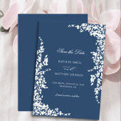 Marineblauw Classic  Bloementuin Bruiloft Save The Date