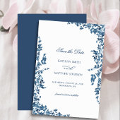 Marineblauw Classic  Bloementuin Bruiloft Save The Date