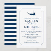 Marineblauw Classic Nantucket Island Kaart Bruilof (Voorkant / Achterkant)
