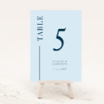Marineblauw Clean Line Trouwtafel Nummer Kaart<br><div class="desc">Eenvoudig en modern huwelijkstafelnummer met een lijn aan de zijkant. De kleur is marineblauw.</div>