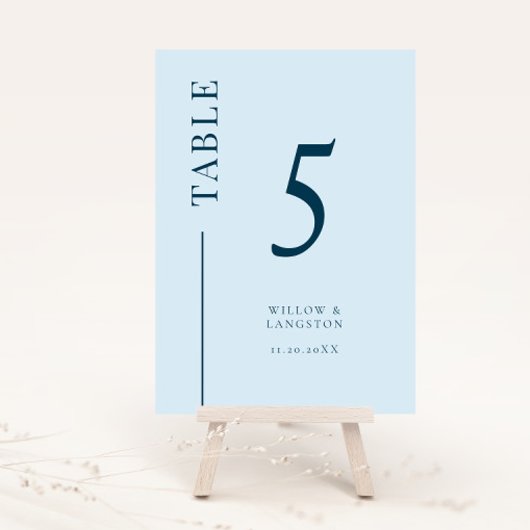 Marineblauw Clean Line Trouwtafel Nummer Kaart