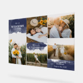 Marineblauw Clean Modern & 5 foto's Welkom Acryl Bord (Hoek)