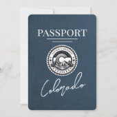Marineblauw Colorado Passport Save the Date (Voorkant)