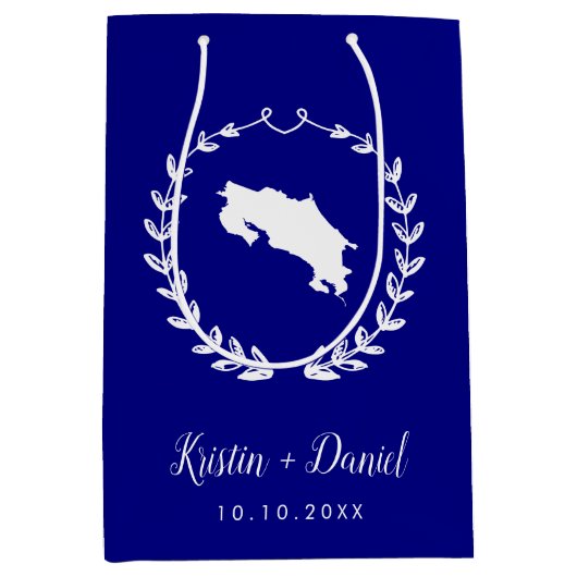 Marineblauw Costa Rica Kaart Bruiloft Welkom Swag Medium Cadeauzakje (Voorkant)