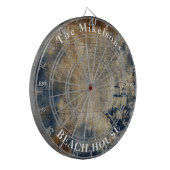 marineblauw custom nautisch strandhuis dartbord (Voorkant Links)
