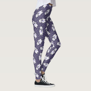 Marineblauw cute sneeuw ijsbeer patroon leggings