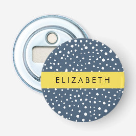 Marineblauw Dalmatische Stippen, Vlekken, Gevlekt, Button Flesopener