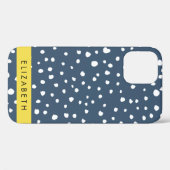 Marineblauw Dalmatische Stippen, Vlekken, Gevlekt, Case-Mate iPhone Case (Achterkant (horizontaal))