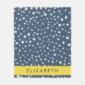 Marineblauw Dalmatische Stippen, Vlekken, Gevlekt, Fleece Deken (Voorkant)