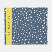 Marineblauw Dalmatische Stippen, Vlekken, Gevlekt, Fleece Deken (Voorkant (Horizontaal))