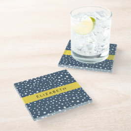 Marineblauw Dalmatische Stippen, Vlekken, Gevlekt, Glazen Onderzetter