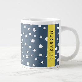 Marineblauw Dalmatische Stippen, Vlekken, Gevlekt, Grote Koffiekop