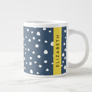 Marineblauw Dalmatische Stippen, Vlekken, Gevlekt, Grote Koffiekop