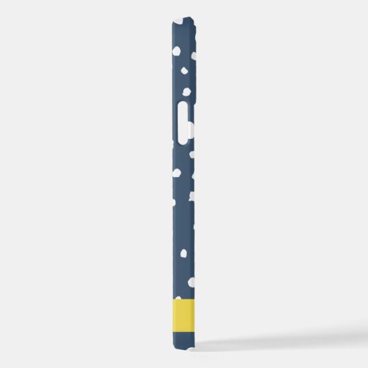 Marineblauw Dalmatische Stippen, Vlekken, Gevlekt, iPhone Hoesje (Rechterkant)