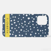 Marineblauw Dalmatische Stippen, Vlekken, Gevlekt, iPhone Hoesje (Achterkant horizontaal)