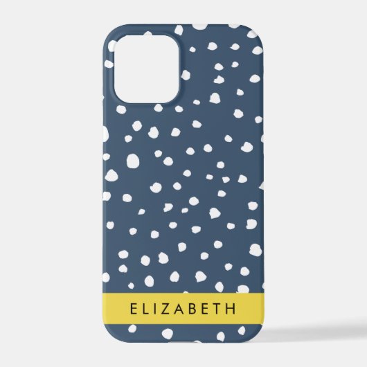 Marineblauw Dalmatische Stippen, Vlekken, Gevlekt, iPhone Hoesje (Achterkant)