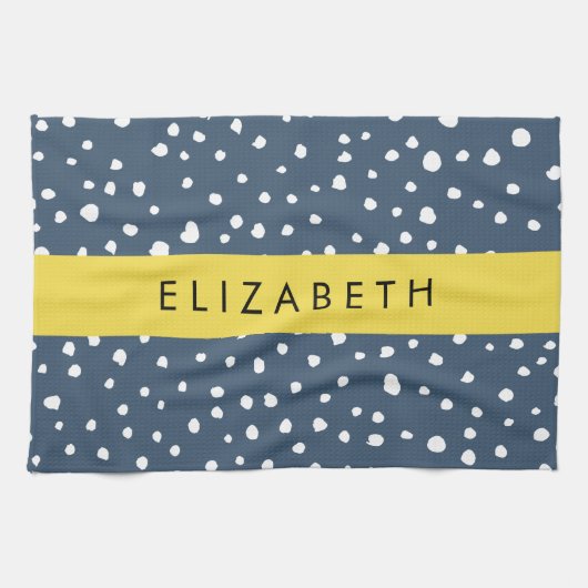 Marineblauw Dalmatische Stippen, Vlekken, Gevlekt, Theedoek (Horizontaal)