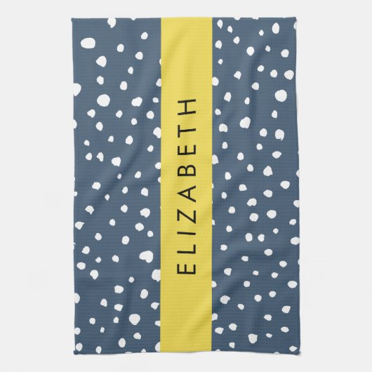 Marineblauw Dalmatische Stippen, Vlekken, Gevlekt, Theedoek (Verticaal)