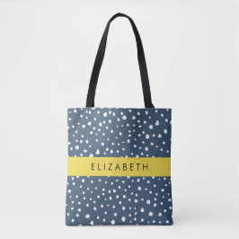 Marineblauw Dalmatische Stippen, Vlekken, Gevlekt, Tote Bag