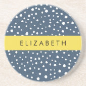 Marineblauw Dalmatische Stippen, Vlekken, Gevlekt, Zandsteen Onderzetter (Voorkant)