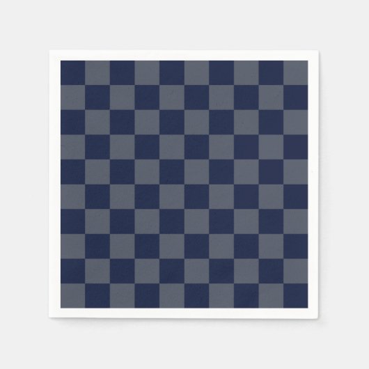Marineblauw dambord servet (Voorkant)