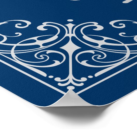  marineblauw Deco Wedding Welkom Poster (Hoek)