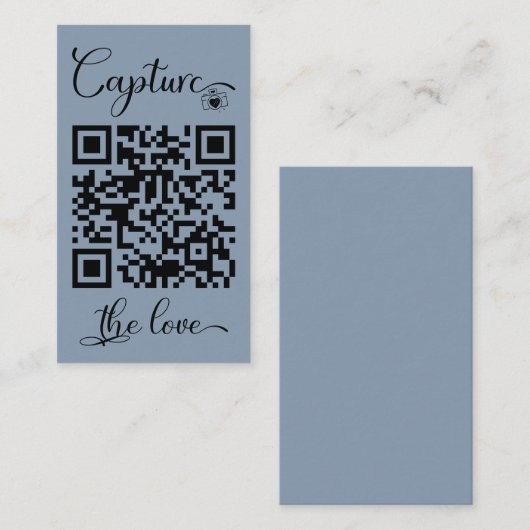 Marineblauw Deel trouwfoto's met QR-codebijlagen Informatiekaartje (Voorkant / Achterkant)