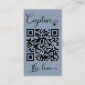 Marineblauw Deel trouwfoto's met QR-codebijlagen Informatiekaartje (Voorkant)