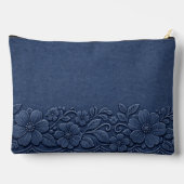 Marineblauw denim bloemen monogram ontwerp etui (Achterkant)