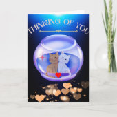 Marineblauw denken van je houdt van kat kristal mo bedankkaart (Voorkant)