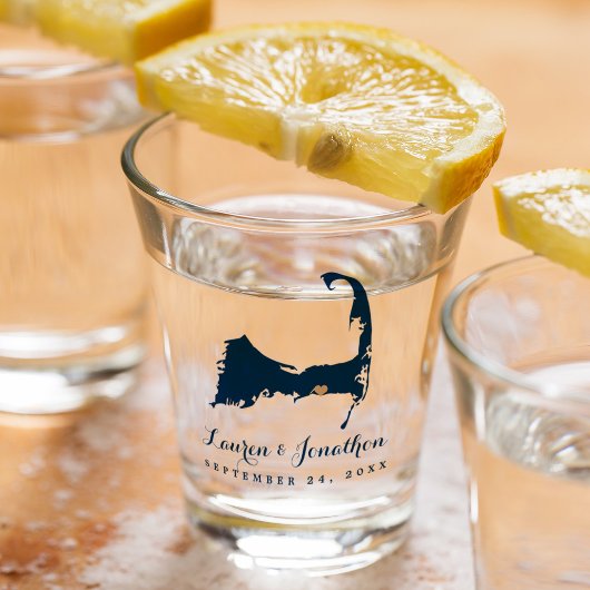 Marineblauw Dennis Cape Cod kaart Gouden Hart Trou Shot Glas