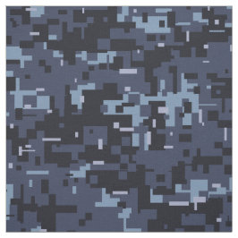 Marineblauw digitaal camouflagepatroon stof